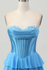 Load image into Gallery viewer, Yellow Ruched Sweetheart Corset Short Homecoming Dress with Appliques