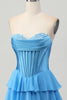Load image into Gallery viewer, Fuchsia Sweetheart Corset Ruched Short Homecoming Dress with Appliques