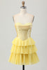 Load image into Gallery viewer, Fuchsia Sweetheart Corset Ruched Short Homecoming Dress with Appliques
