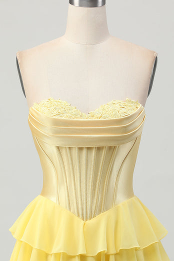 Fuchsia Sweetheart Corset Ruched Short Homecoming Dress with Appliques