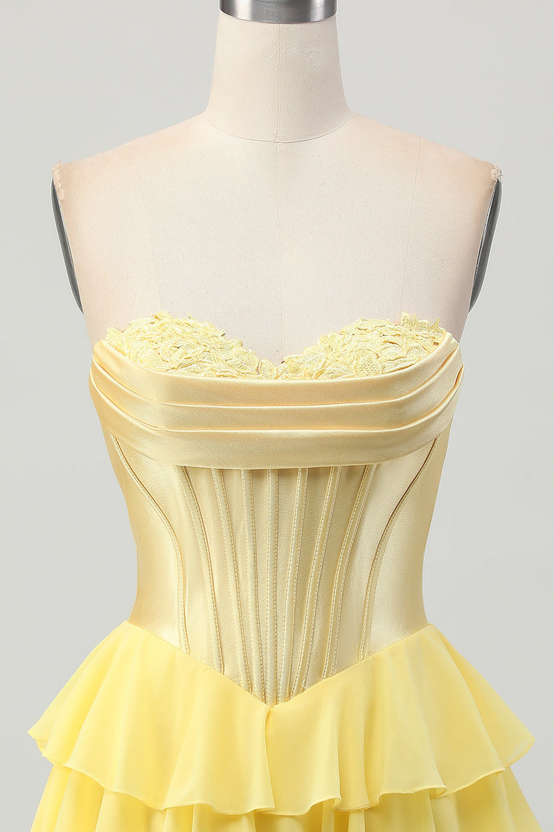 Load image into Gallery viewer, Fuchsia Sweetheart Corset Ruched Short Homecoming Dress with Appliques