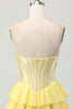 Load image into Gallery viewer, Fuchsia Sweetheart Corset Ruched Short Homecoming Dress with Appliques