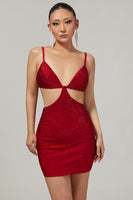 Load image into Gallery viewer, Sparkly Red Cut Out Tight Short Homecoming Dress with Beading