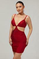 Load image into Gallery viewer, Sparkly Red Cut Out Tight Short Homecoming Dress with Beading