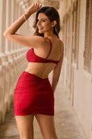 Load image into Gallery viewer, Sparkly Red Cut Out Tight Short Homecoming Dress with Beading