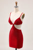 Load image into Gallery viewer, Sparkly Red Cut Out Tight Short Homecoming Dress with Beading