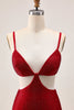 Load image into Gallery viewer, Sparkly Red Cut Out Tight Short Homecoming Dress with Beading