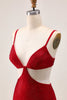 Load image into Gallery viewer, Sparkly Red Cut Out Tight Short Homecoming Dress with Beading