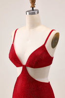 Load image into Gallery viewer, Sparkly Red Cut Out Tight Short Homecoming Dress with Beading