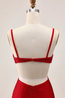 Load image into Gallery viewer, Sparkly Red Cut Out Tight Short Homecoming Dress with Beading