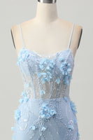 Load image into Gallery viewer, Sparkly Blue Corset Floral Tight Short Homecoming Dress with Sequins