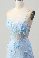 Load image into Gallery viewer, Sparkly Blue Corset Floral Tight Short Homecoming Dress with Sequins