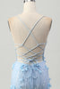 Load image into Gallery viewer, Sparkly Blue Corset Floral Tight Short Homecoming Dress with Sequins