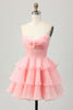 Load image into Gallery viewer, Floral Blue Ruched Strapless Short Homecoming Dress with Ruffles