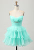 Load image into Gallery viewer, Floral Blush Strapless Ruched Short Homecoming Dress with Ruffles