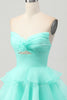 Load image into Gallery viewer, Floral Blush Strapless Ruched Short Homecoming Dress with Ruffles