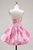 Load image into Gallery viewer, Floral Pink A Line Sweetheart Short Corset Homecoming Dress
