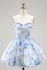 Load image into Gallery viewer, Floral Pink A Line Sweetheart Short Corset Homecoming Dress
