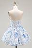 Load image into Gallery viewer, Floral Pink A Line Sweetheart Short Corset Homecoming Dress