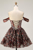 Load image into Gallery viewer, Khaki Cheetah Print Off the Shoulder Short Corset Homecoming Dress