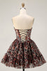 Load image into Gallery viewer, Khaki Cheetah Print Off the Shoulder Short Corset Homecoming Dress