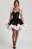 Load image into Gallery viewer, Black A Line Short Satin Tiered Cocktail Dress with Ruffles
