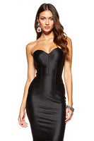Load image into Gallery viewer, Black Corset Mermaid Sweetheart High-Low Black Tie Dress