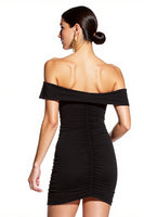 Load image into Gallery viewer, Off the Shoulder Black Ruched Tight Short Cocktail Dress