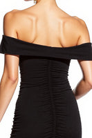 Load image into Gallery viewer, Off the Shoulder Black Ruched Tight Short Cocktail Dress