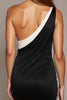 Load image into Gallery viewer, Black and White One Shoulder Tight Short Patchwork Cocktail Dress with Bow