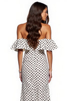 Load image into Gallery viewer, Black and White Sheath Polka Dot Maxi Formal Dress with Slit