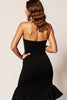 Load image into Gallery viewer, Black Strapless Asymmetrical Satin Cocktail Dress with Slit