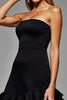 Load image into Gallery viewer, Black Short Strapless Tight Tiered Cocktail Dress with Ruffles