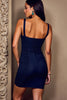Load image into Gallery viewer, Navy Spaghetti Straps Short Tight Satin Cocktail Dress with Keyhole