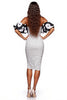 Load image into Gallery viewer, Strapless White and Black Floral Slit Tight Midi Polka Dot Dress