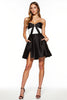 Load image into Gallery viewer, Black and White Strapless Short Patchwork Satin Cocktail Dress with Pockets