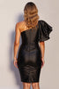 Load image into Gallery viewer, Black Short One Shoulder Satin Ruffles Tight Cocktail Dress