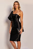 Load image into Gallery viewer, Black Short One Shoulder Satin Ruffles Tight Cocktail Dress
