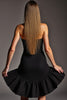 Load image into Gallery viewer, Black Strapless Short Tight Satin Cocktail Dress with Ruffles