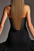 Load image into Gallery viewer, Black Strapless Short Tight Satin Cocktail Dress with Ruffles
