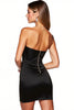 Load image into Gallery viewer, Sparkly Sweetheart Black Satin Tight Short Cocktail Dress with Rhinestone