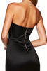 Load image into Gallery viewer, Sparkly Sweetheart Black Satin Tight Short Cocktail Dress with Rhinestone