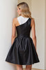 Load image into Gallery viewer, Simple Black and White A Line Short Patchwork Satin Cocktail Dress