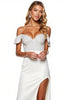 Load image into Gallery viewer, Elegant White Sheath Polka Dots Maxi Satin Formal Dress with Slit