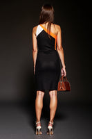 Load image into Gallery viewer, One Shoulder Black Patchwork Short Tight Cocktail Dress