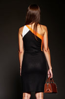 Load image into Gallery viewer, One Shoulder Black Patchwork Short Tight Cocktail Dress