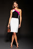 Load image into Gallery viewer, One Shoulder Black Patchwork Short Tight Cocktail Dress