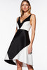 Load image into Gallery viewer, Black and White V-Neck A Line Short Patchwork Cocktail Dress