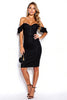 Load image into Gallery viewer, Off the Shoulder Black Short Tight Cocktail Dress with Ruffles