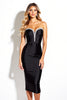 Load image into Gallery viewer, Sparkly Sweetheart Tight Black Midi Cocktail Dress with Rhinestone